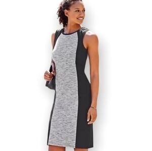 Athleta Grey and Black Cityscape Midi Dress